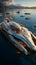 Futuristic Motor Boat, yacht, concept of holiday at sea, AI Generative