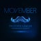 Futuristic Movember -prostate cancer awareness month web banner with glowing low poly mustaches.