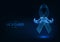 Futuristic Movember -prostate cancer awareness month web banner with olygonal ribbon and mustaches.