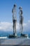 Futuristic moving metal sculpture Love of Ali and Nino,Batumi