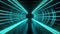 Futuristic neon blue semicircular tunnel