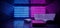 Futuristic Neon Fluorescent Tube Light Glowing Purple Blue Vibrant Night Club Table Chair Lounge With Comfortable Leather