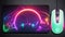 Futuristic Neon Gaming Mousepad Illuminate Your Gaming Experience.AI Generated