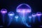 Futuristic neon glowing jellyfish