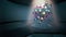 Futuristic neon sphere reactor science scene volume light 3d
