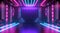 Futuristic neon stage background, dark empty room with blue, red and purple light, interior of modern hall. Concept of hallway,