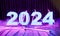 futuristic new year sign 2024 with neon lights