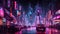 Futuristic Night City , Neon City Background
