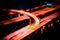 Futuristic night view of highway interchange. Bangkok, Thailand