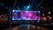 Futuristic nightclub illuminated stage, modern machinery, abstract lighting generated by AI