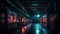 The futuristic nightclub neon lights illuminated the modern cityscape generated by AI