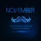 Futuristic November -prostate cancer awareness month web banner with glowing low poly mustaches.