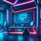 futuristic office, beautiful neon lights in the office