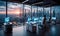 Futuristic Office Overlooking Cityscape at Sunset, AI Generated