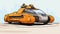 Futuristic Orange Vehicle In A Sci-fi City Cartoon