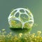 Futuristic organic sphere filled with grass.