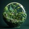 Futuristic Paper Art: Green Planet Earth, Sphere of Sustainability. Generative AI