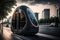 Futuristic Personal Mobility Pod in a Modern City