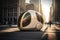 Futuristic Personal Mobility Pod in a Modern City