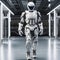 Futuristic precision-engineered white humanoid robot