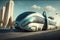 futuristic public transit system, with driverless vehicles and smart technology