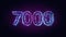 Futuristic Purple Blue Shiny Number 7000 3d Lines Effect And Square Dots Particles On Dark Purple Glitter Dust