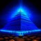 Futuristic pyramid glow blue.
