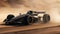Futuristic racing car in the desert