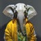 Futuristic Realism: Elephant In Yellow Jacket Wearing Headphones