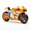 Futuristic Realism: Exquisite Craftsmanship Of An Orange And White Motorcycle