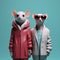 Futuristic Realism: Two Mice With Sunglasses In Colorful Costumes