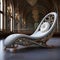 Futuristic Realism White Chaise Lounge With Detailed Architecture