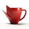 Futuristic Red Mug With Leaf Design - Quirky Elegance And Unconventional Forms