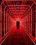 Futuristic Red Neon Tunnel in 3D Showroom Immersive Nightlife Experience, ai generated