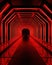 Futuristic Red Neon Tunnel in 3D Showroom Immersive Nightlife Experience, ai generated