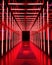 Futuristic Red Neon Tunnel in 3D Showroom Immersive Nightlife Experience, ai generated