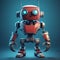 Futuristic Red Robot With Blue Eyes - Realistic And Playful Character Design