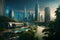 futuristic rendering city megacity cyberpunk scifi 3D illustration