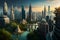 futuristic rendering city megacity cyberpunk scifi 3D illustration