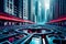 futuristic rendering city megacity cyberpunk scifi 3D illustration