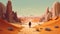 Futuristic Retro Desert Landscape With Pensive Stillness