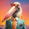 Futuristic Retro Pelican Portrait With Vibrant Colors