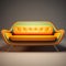 Futuristic Retro Sofa Set In Orange And Turquoise Leather