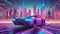 Futuristic retro wave synth wave car. Neural network