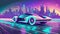 Futuristic retro wave synth wave car. Neural network