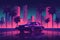 Futuristic retro wave synth wave car. Retrowave style. Neural network AI generated