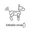 Futuristic robot dog outline icon. Radio control from internet. Cyberpunk idea. Customizable linear contour symbol