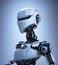 Futuristic robot, technology background with white realistic robot Ai cybernetics concept. Gnerative Ai