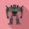 Futuristic robot transformer icon, flat style