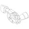 Futuristic robotic android hand holding human child hand Line art drawing.Artificial intelligence helps people.Vector